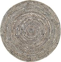 Tapis rond tressé en coton et jute noir et blanc, tissé à la main, en fibres naturelles, pour salon, chambre à coucher, décoration intérieure