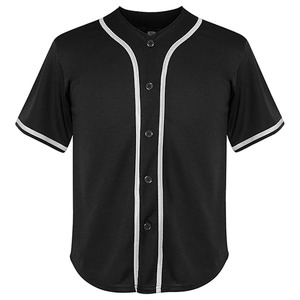 Maillot de baseball uni noir pour homme - Chemise de sport à manches courtes boutonnée avec bordure blanche - Product Image 1