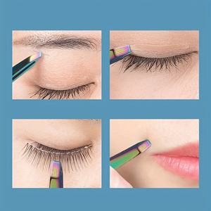 Pince à épiler pour sourcils, pince colorée en acier inoxydable, lot de 4 pinces à épiler pour sourcils avec revêtement en titane coloré, outil d'épilation - Product Image 4
