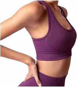 Ensemble de yoga haut de gamme personnalisé en nylon et élasthanne côtelé sans couture, soutien-gorge de sport et leggings taille haute, tenue de sport pour fitness et entraînement, fournisseur - Product Image 6