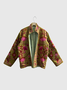 Chaqueta de Algodón con Bordado Floral, Cuello Mandarín, Manga Larga, Estilo Prairie Chic, Ropa de Primavera para Mujer, Talla Grande - Product Image 1