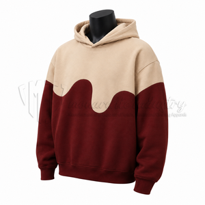 Sweat-shirt à capuche unisexe personnalisé, couleur bordeaux beige, coupe ample, en molleton, 100% coton, coupe-vent, respirant, décontracté - Product Image 3