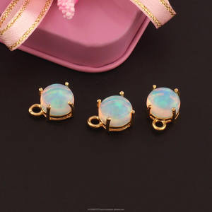 จี้โอปอลเอธิโอเปียแท้คุณภาพสูงทรงกลมประดับทอง สำหรับทำเครื่องประดับแฮนด์เมด - Product Image 4