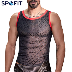 Men 100% Cotton <b>Mesh</b> Tank <b>Top</b> Quick Dry Breathable Sheer Gym Vest Fitness Training Shirt OEM Private O-Neck Solid Smart Casual - Product Image 1