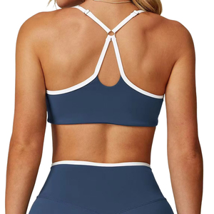 Soutien-gorge de sport rose pour femme à bretelles croisées, maintien élevé, extensible, respirant, sans coutures, logo frontal, coussinets amovibles, imprimé - Product Image 4
