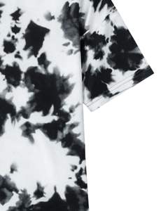 T-shirt personnalisé noir et blanc tie-dye pour homme, en coton, style streetwear décontracté, col rond, manches courtes, tendance été. - Product Image 6