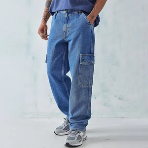Jeans Cargo Rectos Holgados con Múltiples Bolsillos para Hombre, Diseño 2026, Color Azul, Estilo Hip Hop Urbano - Product Image 1