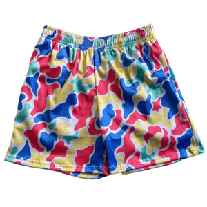 Shorts de sport basiques pour hommes grandes tailles en polyester et maille, avec logo personnalisé imprimé par transfert thermique sur le devant, coupe classique - Product Image 3