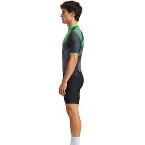 Maillot de Ciclismo de Manga Corta para Hombre, Verde Gris Geométrico, con Cierre Completo, de Alto Rendimiento para Bicicleta de Carretera - Product Image 6