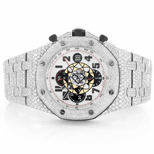 Montre unisexe unique en acier inoxydable, incrustée de diamants de laboratoire style Hip Hop, mouvement à quartz analogique, fermoir déployant - Product Image 2