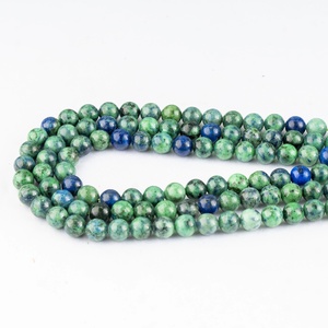 Perles rondes en azurite et malachite naturelles de 8 mm, pierres précieuses polies en vrac pour la fabrication de bijoux, vente en gros - Product Image 2