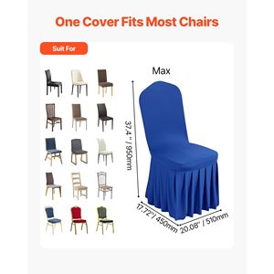 Housse de chaise extensible personnalisée en polyester et élasthanne bleue, à devant plat, pour mariage, fête, banquet - 30 pièces - Product Image 4