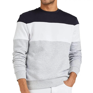 Sweat-shirt à manches longues en tricot décontracté pour homme, col rond, 100% coton, molleton écologique, color block - Product Image 5