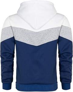 Sudadera con Capucha para Hombre, Estilo Color Block, Forro Polar, Manga Larga, Diseño de Parches, Informal, con Bolsillos - Product Image 3