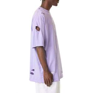 Camiseta de algodón vintage desgastada con efecto descolorido, detalles rotos, tela suave y transpirable, atuendo informal de verano, camiseta de moda para hombre - Product Image 5