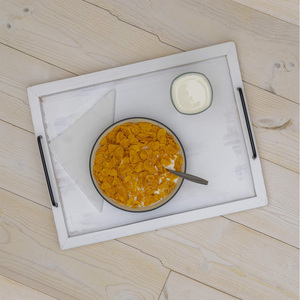 Plateau en bois de pin blanc avec poignées en métal Plateau de service de style rustique pour hôtels et restaurants Table à dîner ou présentation des aliments - Product Image 5