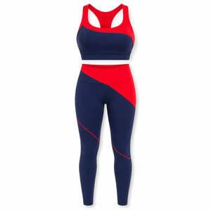 2 Piece Yoga Set Women Workout Clothes Gym Wear High Waist Leggings Sports Bra Fitness Athletic Color Block Activewear Outfit - Product Image 2