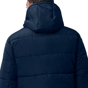 Blouson matelassé réversible imperméable et brillant pour homme, avec logo frontal, design à bulles épais et capuche noire - Product Image 2