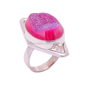 Anillos de plata esterlina 925 al por mayor, joyería fina hecha a mano, piedras preciosas naturales, titanio Druzy, estilo clásico para bodas y fiestas - Product Image 1