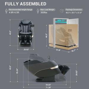 Sillón de Masaje con Mecanismo de Sincronización de Ondas Único, Reclinable de Gravedad Cero para Todo el Cuerpo, con Rieles para Yoga y Estiramiento, Modo de Control por Voz y Reposapiés Automático - Product Image 2
