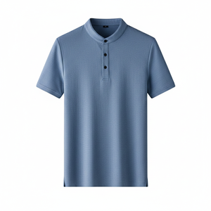 Chemise à manches courtes en toile de polyester respirante pour homme, unie - Product Image 3
