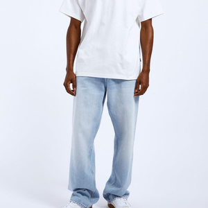 Jean en denim tricoté coloré style streetwear vintage hip-hop pour homme, coupe décontractée ample et droite, 100 % coton - Product Image 3