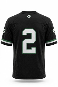 Mens <b>Black</b> <b>Football</b> Jersey Green <b>White</b> Trim Sports Team Game Shirt Short Sleeve V Neck Athletic Fan Apparel Custom Hot selling - Product Image 4