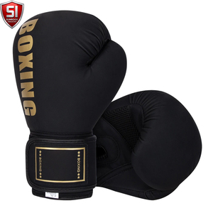 Gants de boxe SUMROOS SI en cuir noir et or avec sangle de poignet réglable, durables, protecteurs, confortables, équipement d'entraînement, design à lacets - Product Image 2