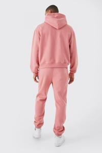 Sweat à capuche décontracté pour homme, coupe classique, rose, en molleton de coton, couleur unie, avec poches, broderie frontale, idéal pour l'hiver - Product Image 5