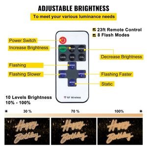 Insegna LED Neon 'Buon Compleanno' con Luminosità Regolabile e Interruttore Dimmer, 18 x 8 Pollici o 26 x 7,5 Pollici, Insegna a Forma di Numero per Esterni - Product Image 3