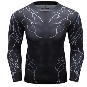 Custom Sublimated Compression Gym Shirts Long Sleeve BJJ Rashguard MMA <b>Mens</b> Rash Guard - Product Image 1