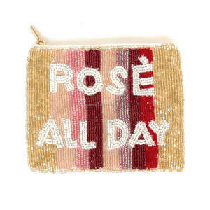 Pochette perlée rose personnalisée sac cadeau de demoiselle d'honneur sac à la mode porte-monnaie à paillettes brodé pochette fermeture éclair vin citation fête faveur à la main - Product Image 2