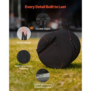 Juego de 5 Fundas Acolchadas para Batería de 600D, para Bombo de 22'', Tom de 12/13/16'' y Caja de 14'', Ligeras y con Acolchado Grueso - Product Image 6