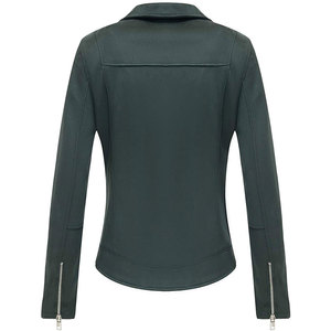 Blouson Bomber en Cuir Véritable pour Femme, Col Montant, Manches Longues, Fermeture Éclair, Couleur Unie, Style Hiver, Longueur Standard, Coupe-Vent - Product Image 2