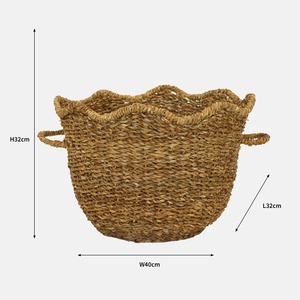 ตะกร้าเก็บของขอบลายหอยเชลล์จากหญ้าทะเลธรรมชาติ ตะกร้าเก็บของทำมือ ขายส่ง เป็นมิตรกับสิ่งแวดล้อม ผลิตในเวียดนาม - Product Image 2