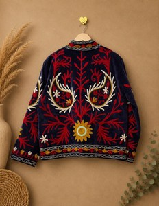 Trajes de Mujer para Ocasiones Especiales, Motivos Florales y Botánicos Intrincados, Chaqueta con Bordado Meticuloso, Ropa de Festival, Abrigo de Invierno para Mujer - Product Image 3