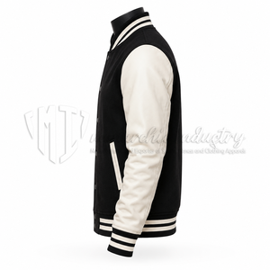 Chaqueta Universitaria Negra Personalizada, Chaqueta de Béisbol de Lana, Resistente al Viento, Transpirable, Ecológica, Unisex, Fabricante OEM al por Mayor - Product Image 4