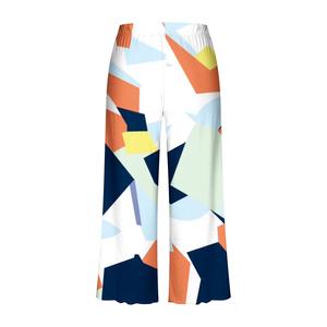 Pantalon tricoté décontracté pour femme, taille haute, coupe ample, jambe large, imprimé camouflage, en coton, longueur mollet, idéal pour l'été - Product Image 4