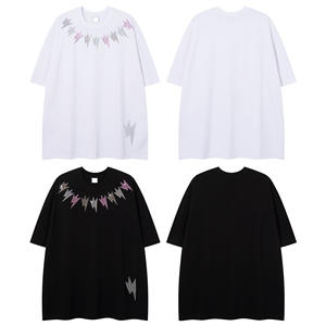 T-shirts classiques à col rond vierges et unis avec motifs thermocollants en strass pour hommes et femmes - Product Image 4