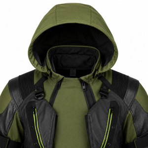 Chaqueta de Motociclista para Hombre, de Cuero y Textil Reforzado, con Protección, Cuello Redondo, para Motociclismo, Turismo, Carreras y Actividades al Aire Libre - Product Image 3