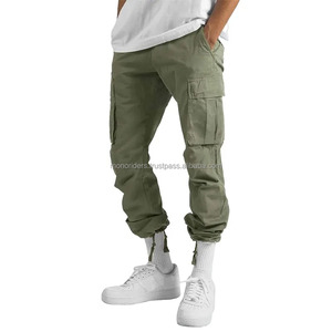 MONO RIDERS Men's High Waist <b>Cargo</b> <b>Work</b> <b>Pants</b> 100% Cotton Woven Jogging Hiking Casual Trousers Flat Front Straight Plain Dyed - Product Image 1