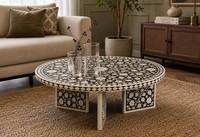 Table basse en os incrusté au design moderne, durable toutes saisons, fabriquée à la main, pour salon, utilisation intérieure, mobilier de maison ARIF