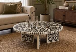 Mesa de Centro de Diseño Moderno con Incrustaciones de Hueso, Duradera para Todas las Estaciones, Hecha a Mano, para Sala de Estar, Uso Interior, Muebles para el Hogar ARIF - Product Image 4