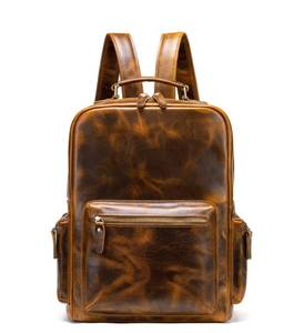 Waterproof Genuine Cow Leather <b>Backpack</b> Anti-Theft Vintage <b>Laptop</b> Rucksack for <b>Work</b> and Travel LBP-0313 - Product Image 3