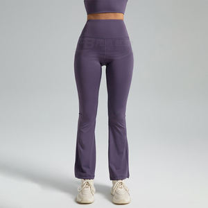 Leggings de sport taille haute à carreaux, coupe évasée, longueur intégrale, séchage rapide, taille élastique, respirants et sans coutures - Product Image 2
