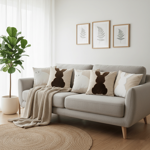 Juego de Fundas de Almohada Decorativas con Siluetas de Animales SOGA de 45 cm, 6 Piezas, Almohadas Decorativas Blancas con Diseño de Conejito y Gato - Product Image 4