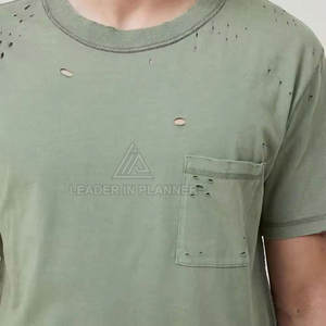 Camiseta Desgastada de Alta Calidad, Diseño OEM, Camiseta de Algodón Desgastada Hecha en Pakistán - Product Image 4