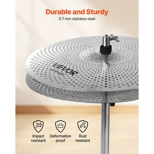 Set di batteria a basso volume con 4 pezzi: Gong silenzioso e piatti, include Hi-Hat da 14 pollici, Crash da 16 pollici, Piatti in lega da 18 pollici - Product Image 5