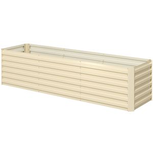 Kit Letto da Giardino Rialzato 8x2x2ft Bianco Crema in Acciaio Galvanizzato con Bordo di Sicurezza, Finitura in Acciaio al Carbonio Inossidabile per Fiori, Erbe e Verdure - Product Image 1