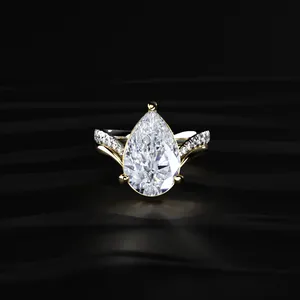 Bague de fiançailles en diamant de laboratoire avec accents, style classique et romantique, diamant Radiant Love, provenant d'un fournisseur et fabricant indien - Product Image 1